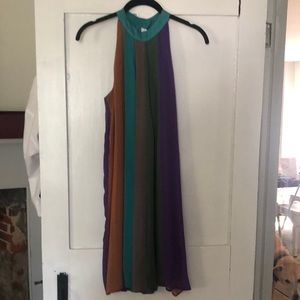 Halter Color Block Cocktail Dress